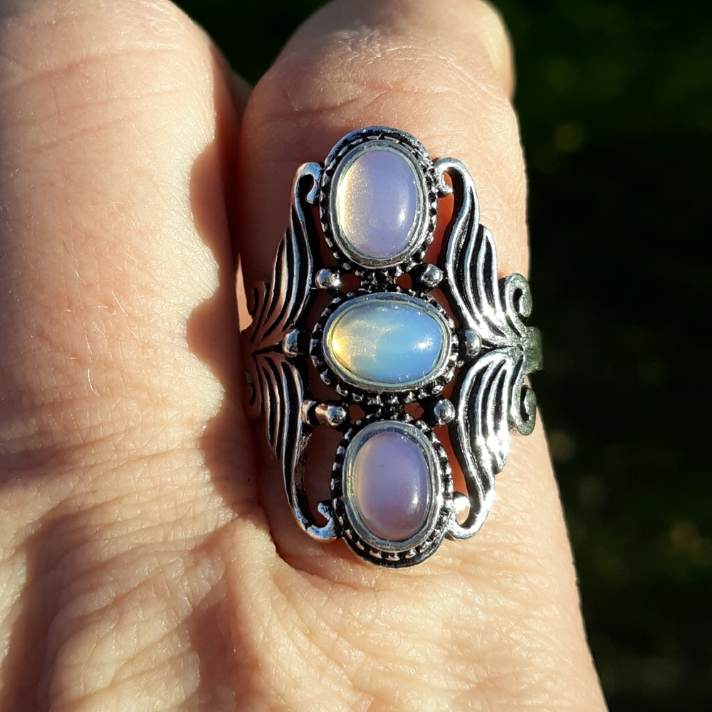 New Opal Opalite 925 Silver Ring.